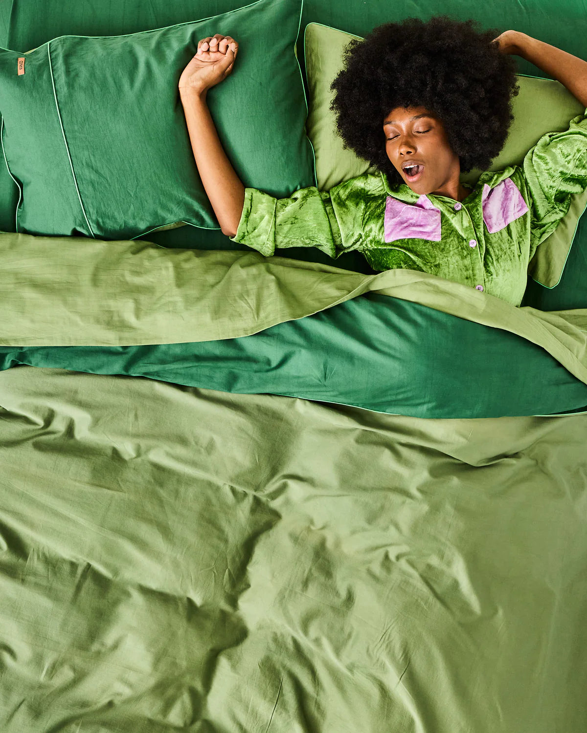 Green bedspread by Kip & Co