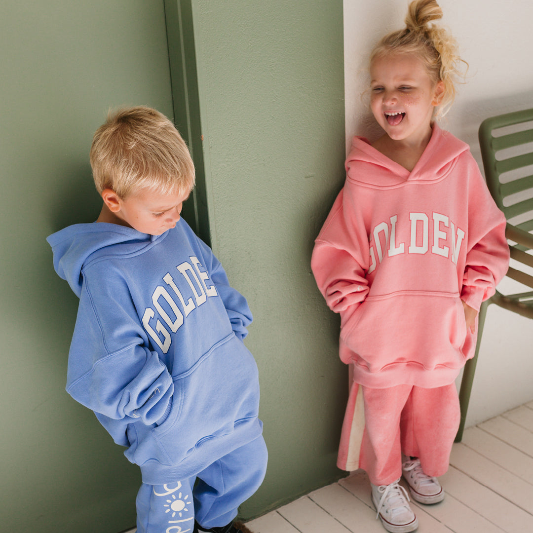 Girl in Golden Hoodie - Pink Icing | Golden Children and matching pants
