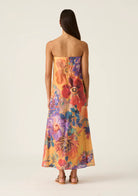 Model wearing Grace Strapless Orange Floral dress by MOS