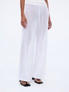 Harper Crochet Pant vintage white drawcord tie detail and relaxed straight leg silhouette