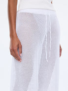 Ena Pelly Harper Crochet Pant vintage white semi sheer cotton crochet knit construction detail