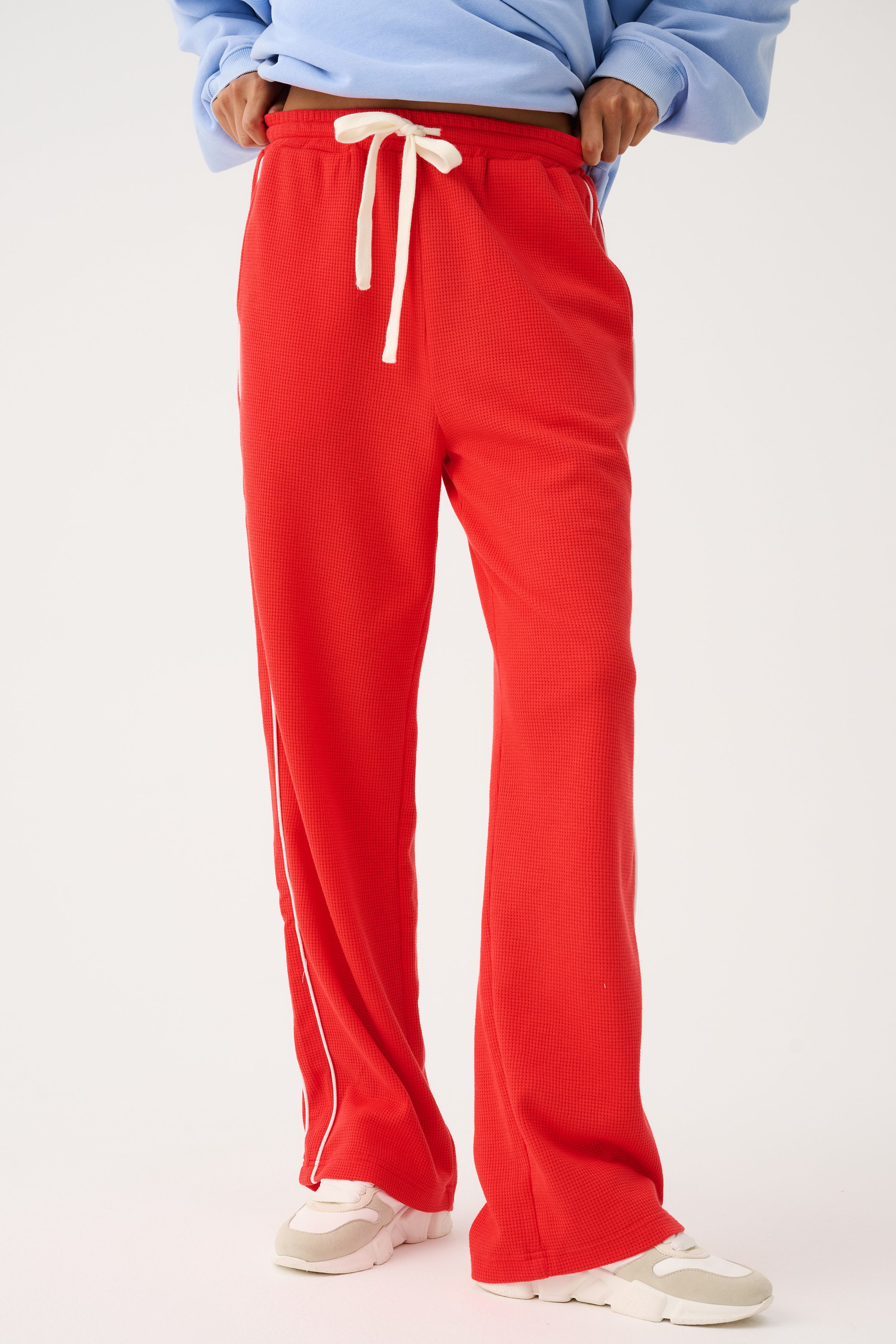 Siren Waffle Harlow Pant womens fashion bottoms - red with white stripes down the sides