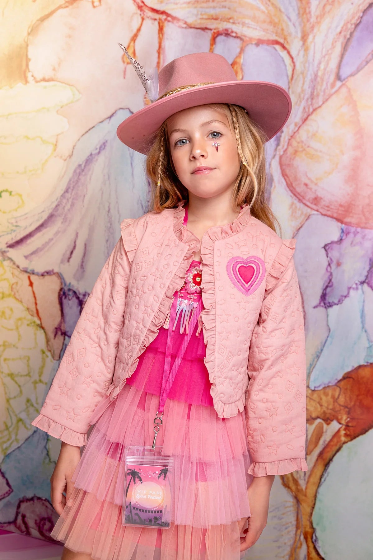 Girls pink quilted jacket - Heart Space Jacket by Tutu Du Monde