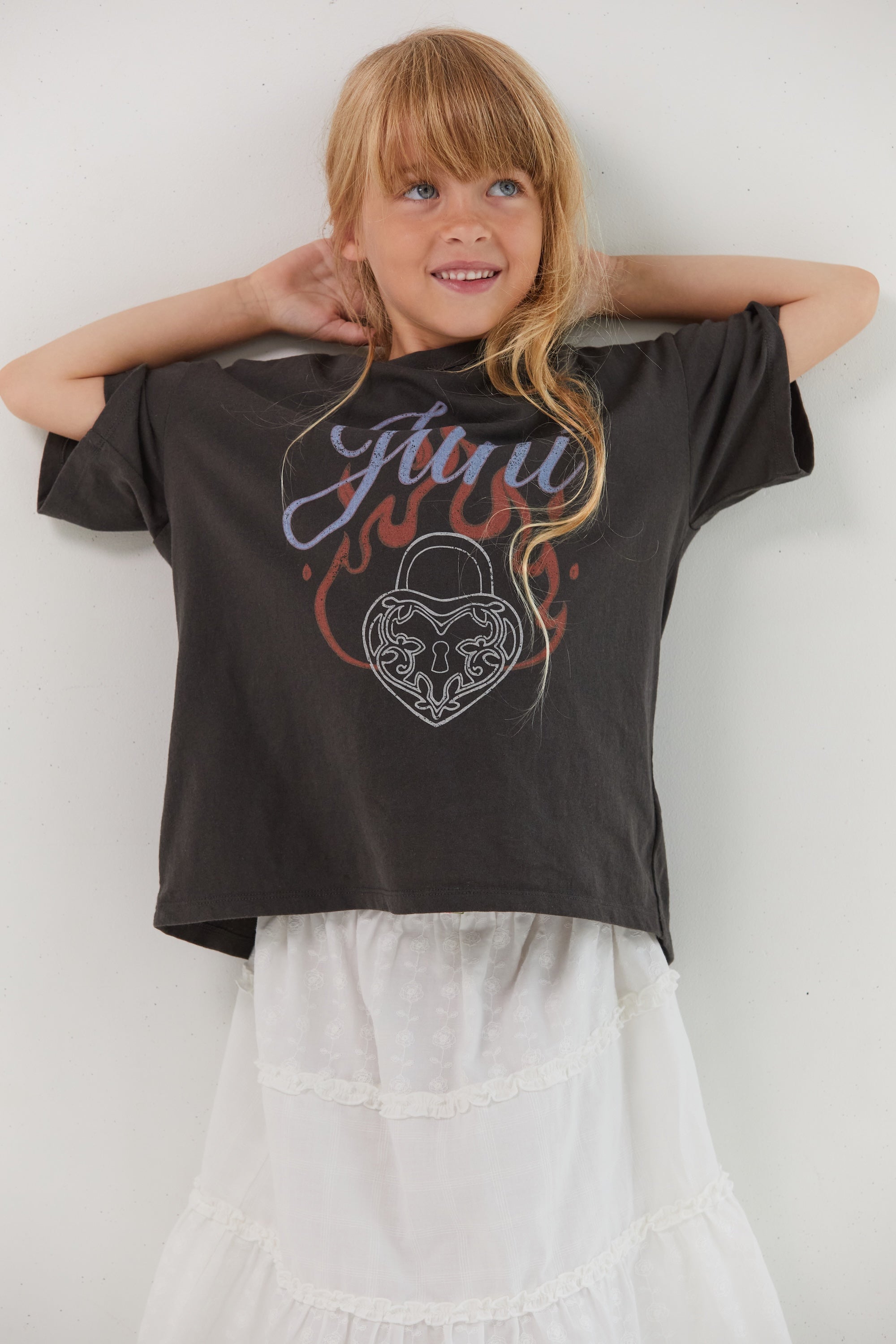 GOTS certified organic cotton tee Juni Hearts On Fire tshirt