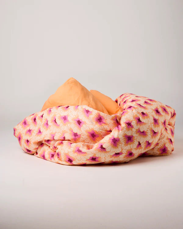 Hibiscus Peach Linen Quilt Cover by Kip & Co