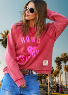 Howdy Cowboy Vintage wash sweater - Red by Hammill & Co