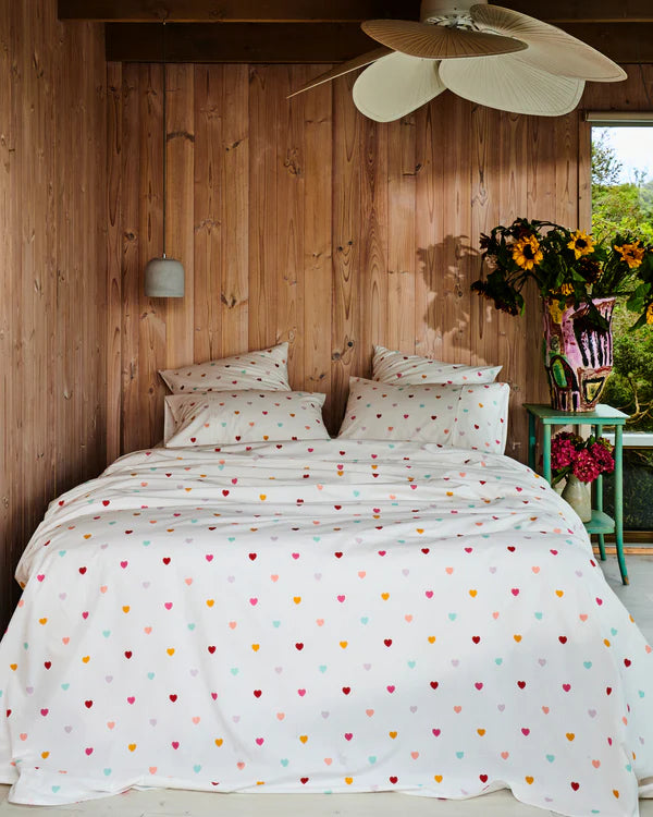 I Heart You Organic Cotton Fitted Sheet - King Size | Kip & Co