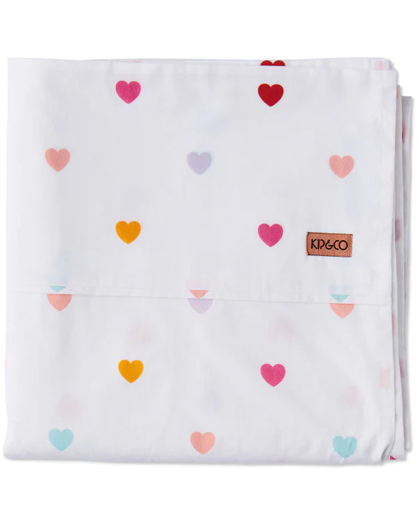 I Heart You Organic Cotton Flat Sheet - King Size by Kip & Co