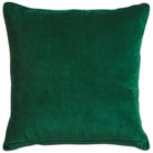 Back view of Ines Velvet Cushion in solid Verdant green showing smooth velvet texture and piped edges