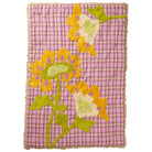 Isla Tufted Bedcover by Sage & Clare - yellow and green tufted embroidery on purple lilac check background