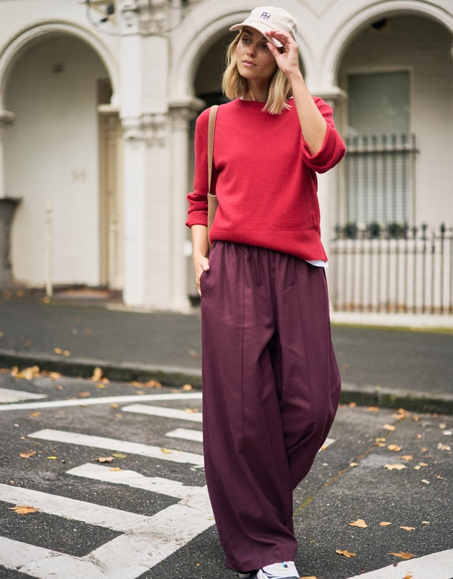 Izzie Pinstitch Pant - Burgundy by Ceres Life