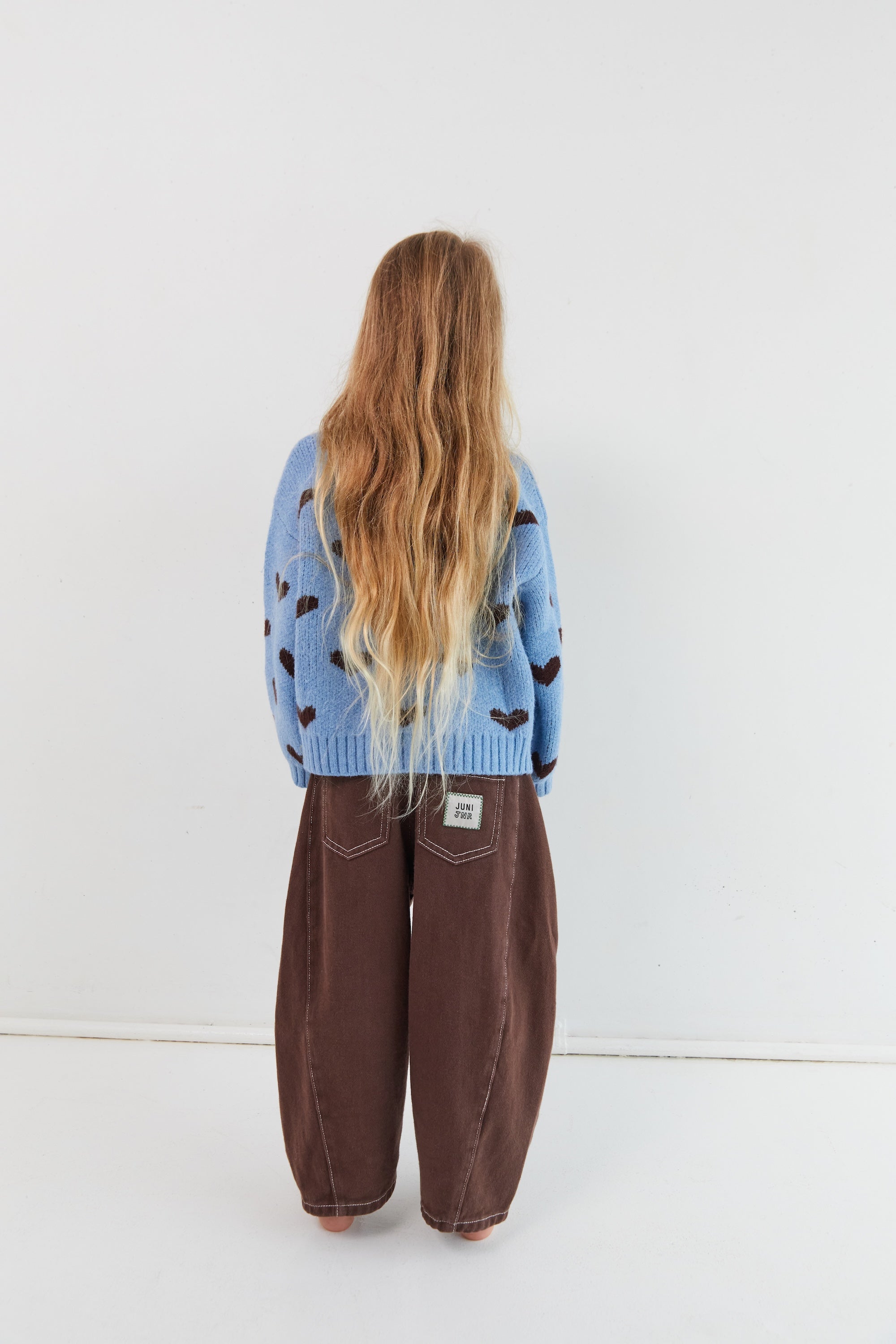 Ethically made heart pattern cardigan BSCI certified