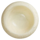Overhead view of cream ivory marbled resin Jeanne Bowl showing wide rim and smooth circular interior