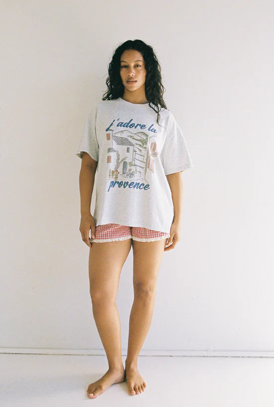 lady wearing Josie Boxer Short – Red Check by Juni