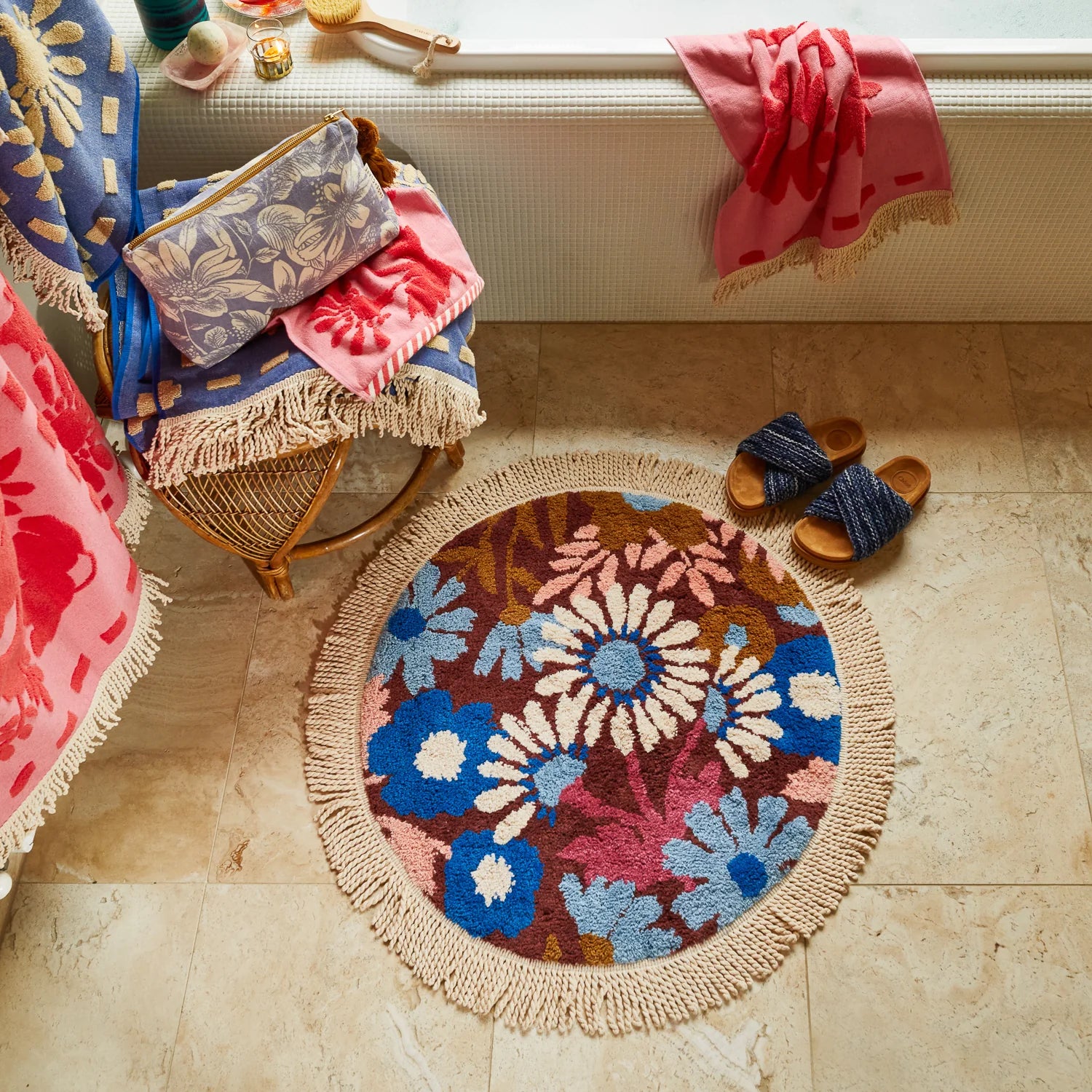 Sage and Clare round bath mat