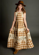 Londra Dress in Ochre Plaid - Little Cove Collective