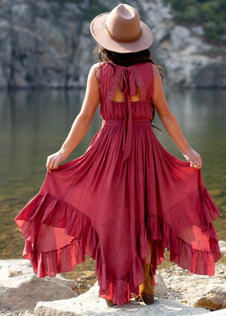 Back details of Joyfolie Gemma Dress in colour Mesa Rose