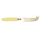 Julia cheese knife featuring a braided Aspen Gold resin handle and brushed gold-tone blade with forked tip