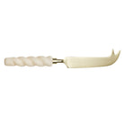 Julia cheese knife with twisted Pearl resin handle and gold-tone serrated blade, clean white background shot