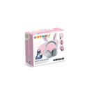 White and pink bunny ears attachment and Kidyears headphones product components on white background