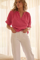 Kaitlyn Shirt Raspberry Stripe by Kireina