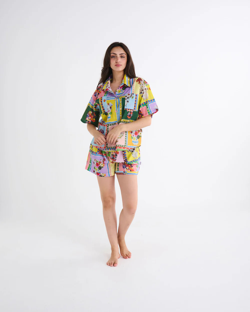 The Kip & Co x Margaret Preston Margaret's Vase Adult Organic Cotton Short Sleeve Shirt & Short Pyjama Set 