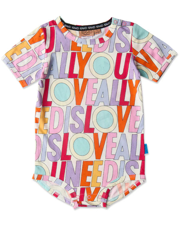 Kip & Co x The Beatles All You Need Is Love Organic Short Sleeve Romper