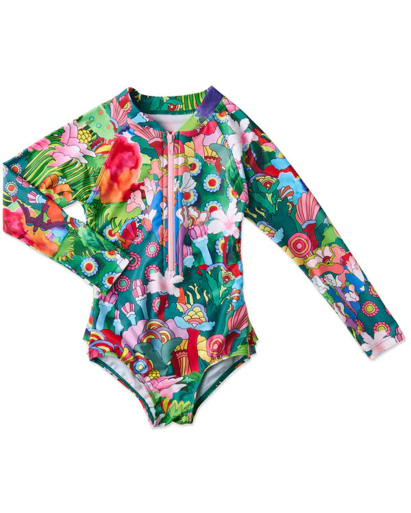 Kip & Co x The Beatles Big Flower Dreamscape Long Sleeve Bathers