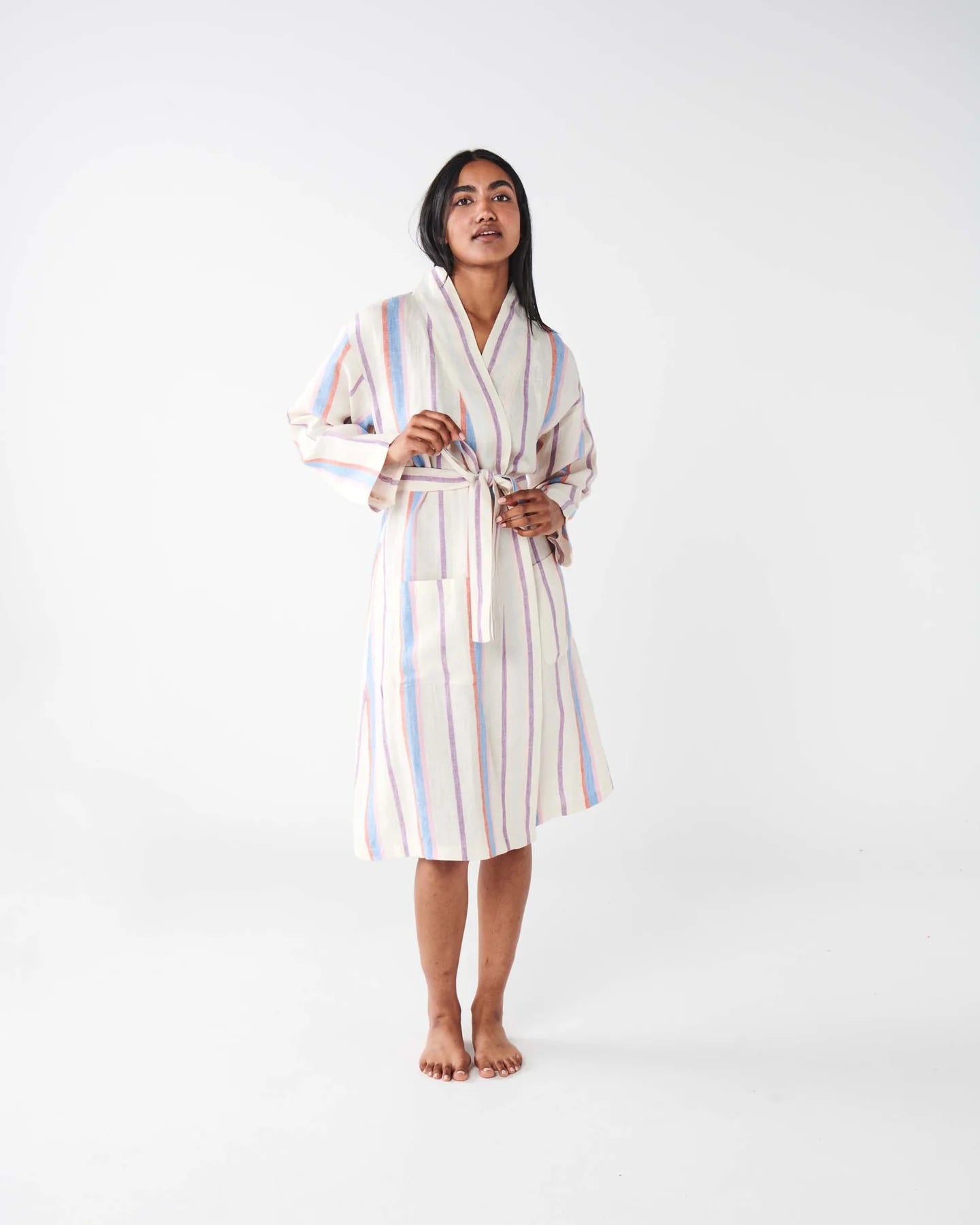Kip & Co Maldives Stripe Linen Robe
