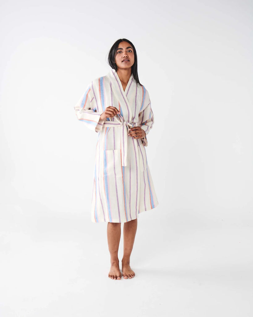 Kip & Co Maldives Stripe Linen Robe