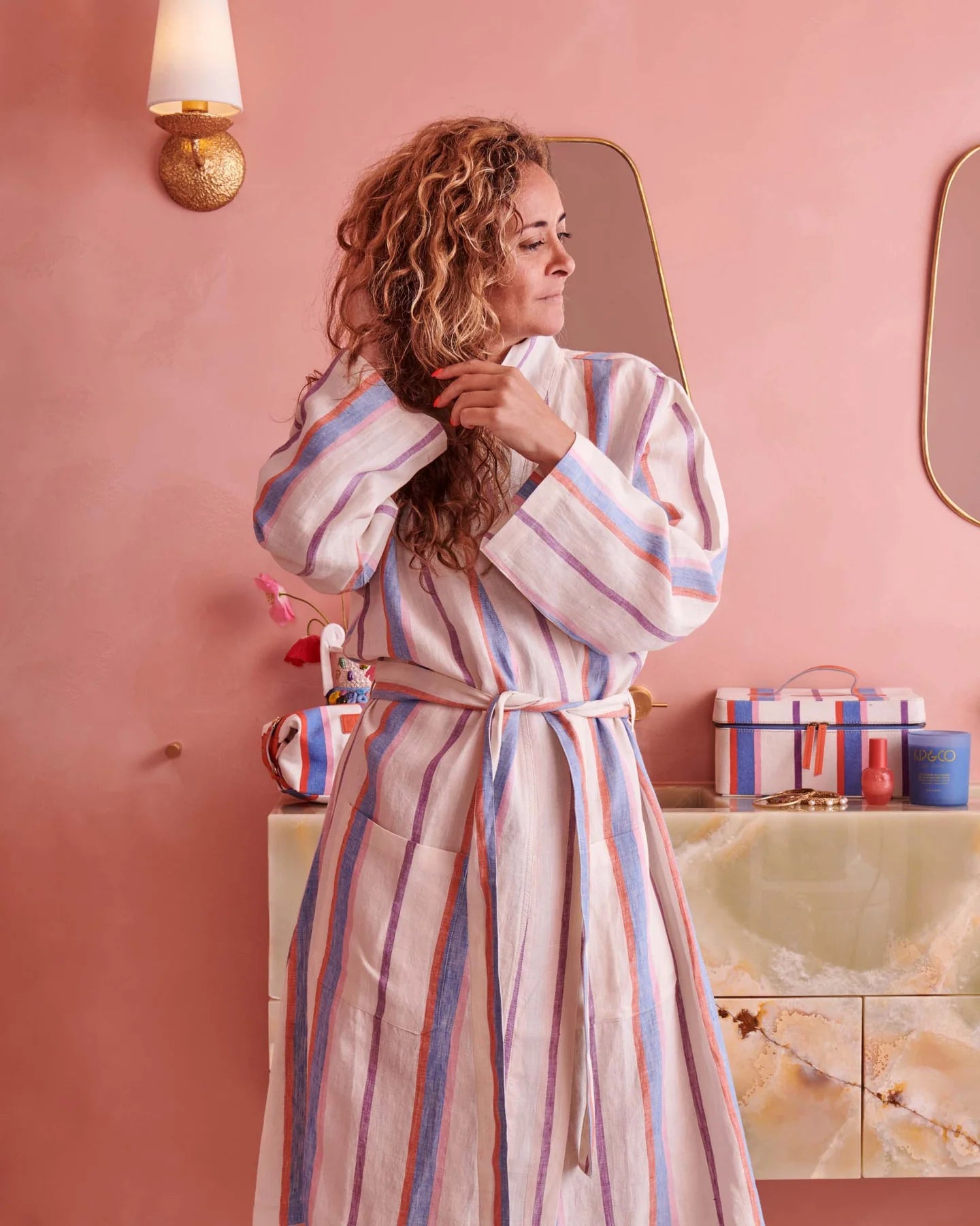 Kip & Co Maldives Stripe Linen Robe