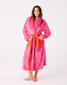 Model wearing Kiss Me Adult Cosy Robe by Kip & Co