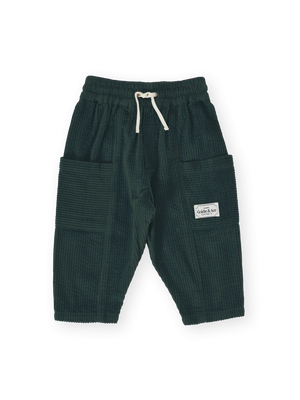 Kit Corduroy Pocket Pant Flat Lay - Moss | Goldie + Ace