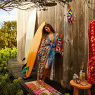 Koa Robe silky lyocell fabric texture showing beautiful drape and flow