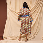 back of Koa Robe displaying vibrant print and one size design