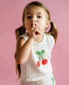 Front view of girl wearing La Mer Crochet Tank - Cream | Rock Your Baby