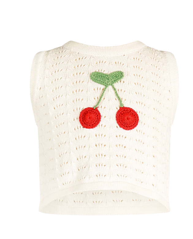 Front view of La Mer Crochet Tank - Cream | Rock Your Baby