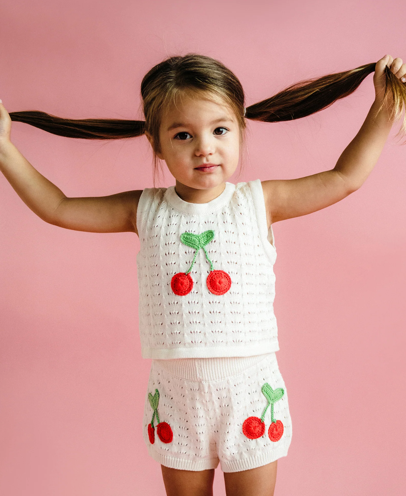 Girl wearing La Mer Crochet Tank - Cream | Rock Your Baby