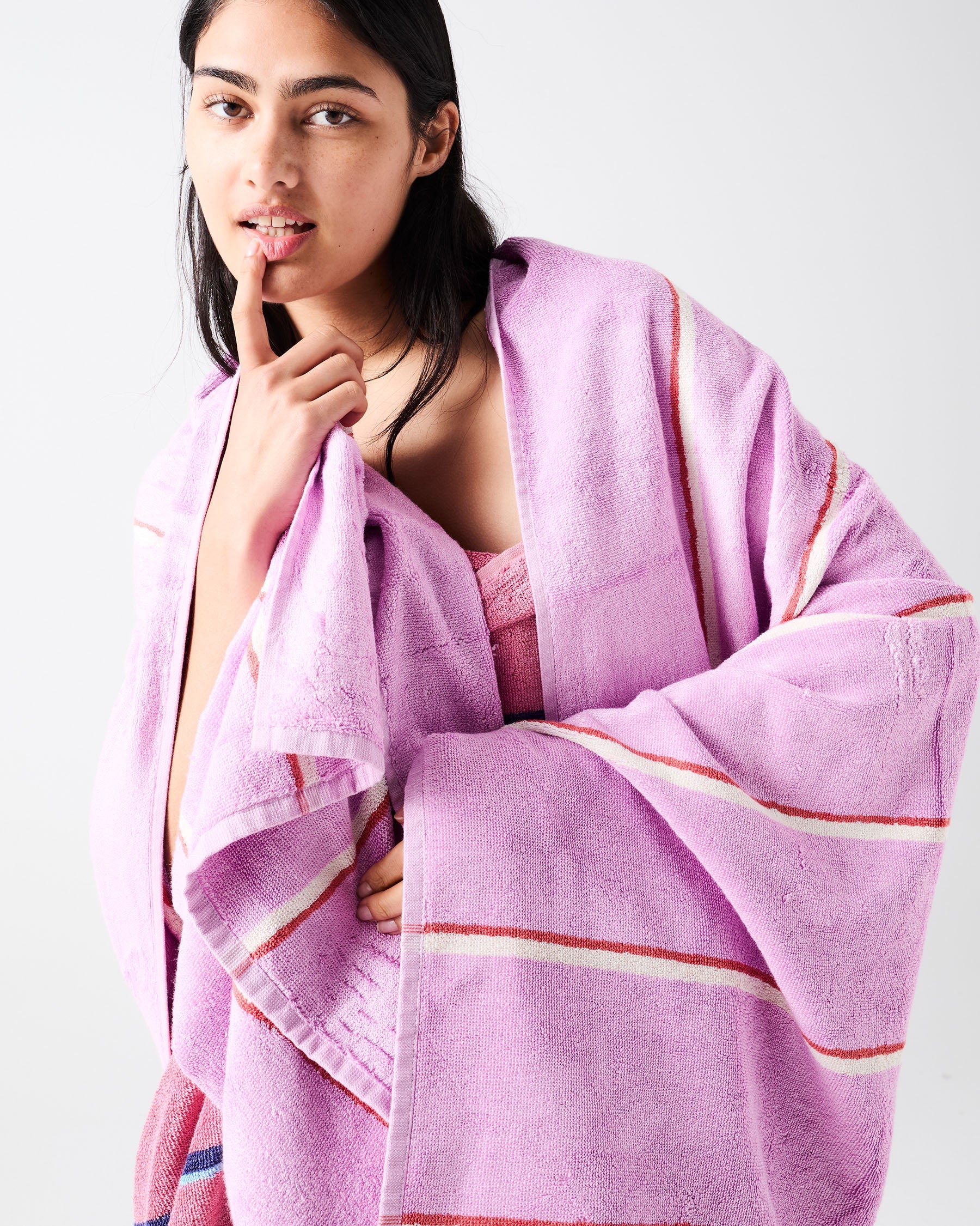Kip & Co Lavender Field Stripe Bamboo Terry Bath Sheet