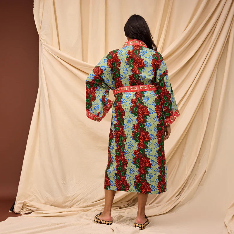 back view of model wearing Leilani Robe by Sage & Clare