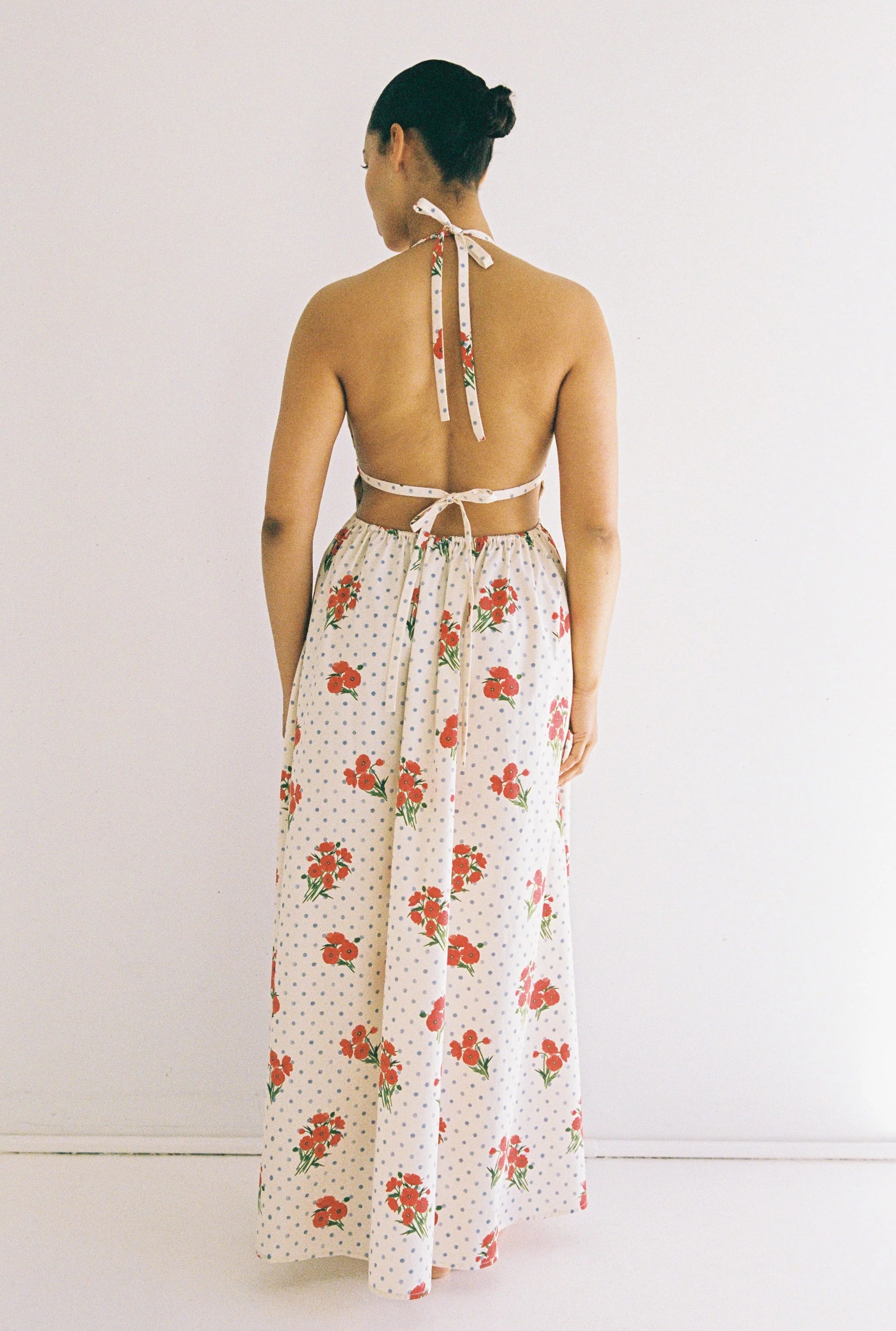 Lily Maxi Dress Poppies halter style by JUNI