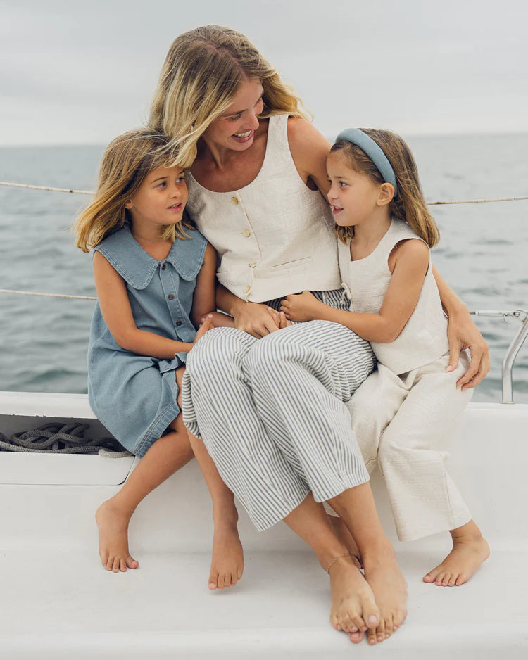 girl wearing sailor top and logan pants by Rylee and Cru