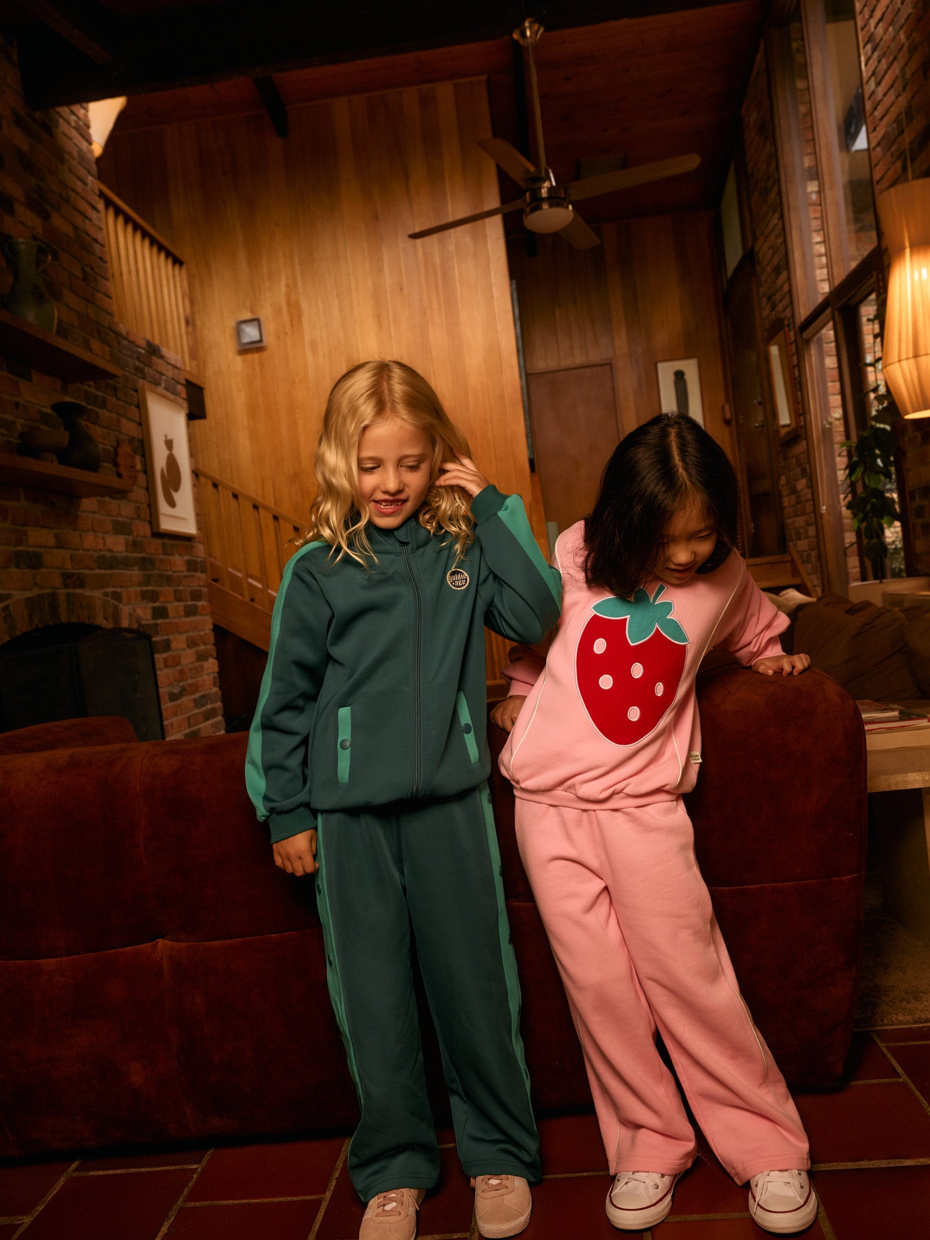 Girl in matching set of the Logo Track Snap Pants | Goldie + Ace