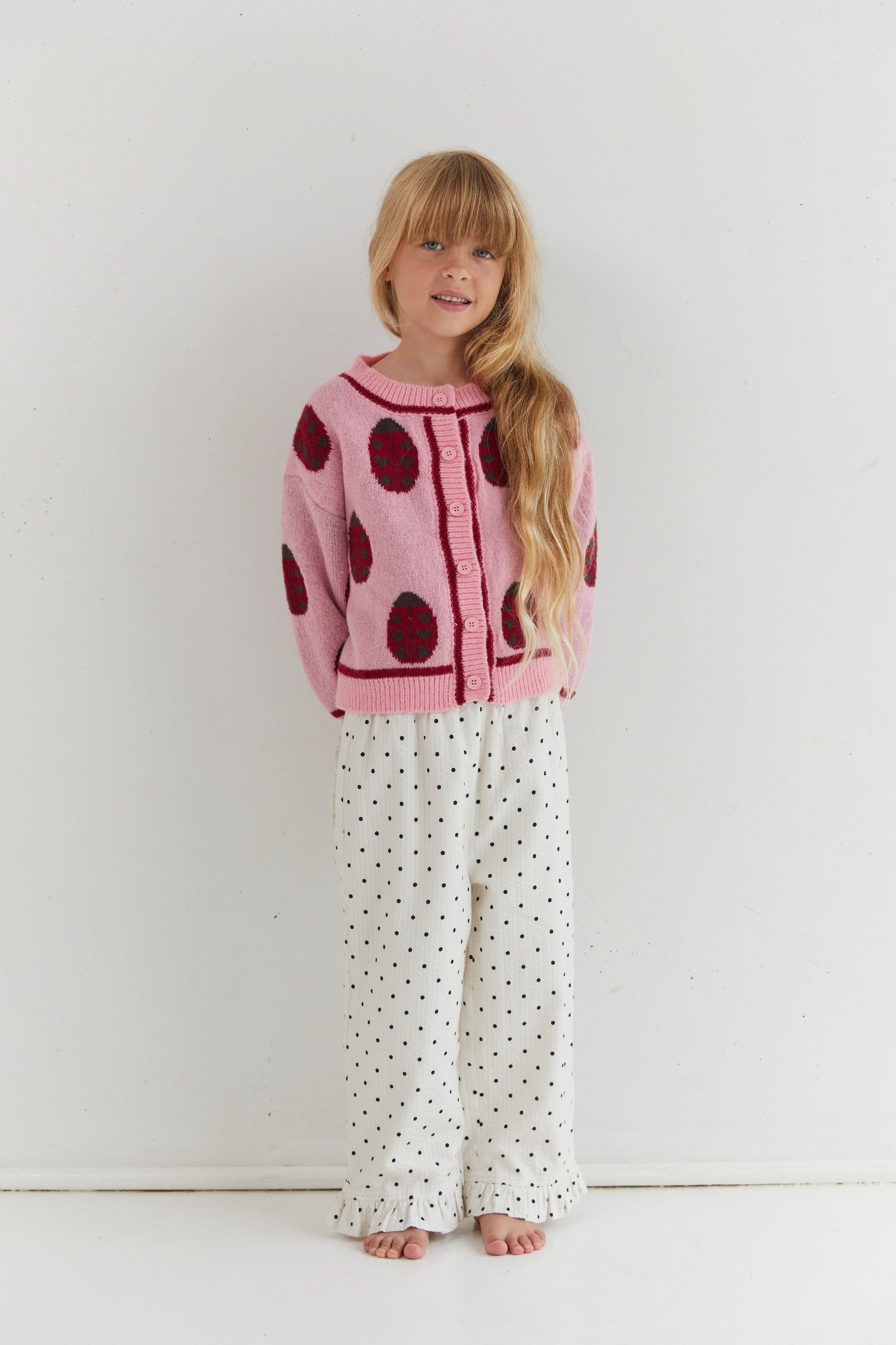 Love Bug Cardigan recycled acrylic wool blend patterned knitwear Juni