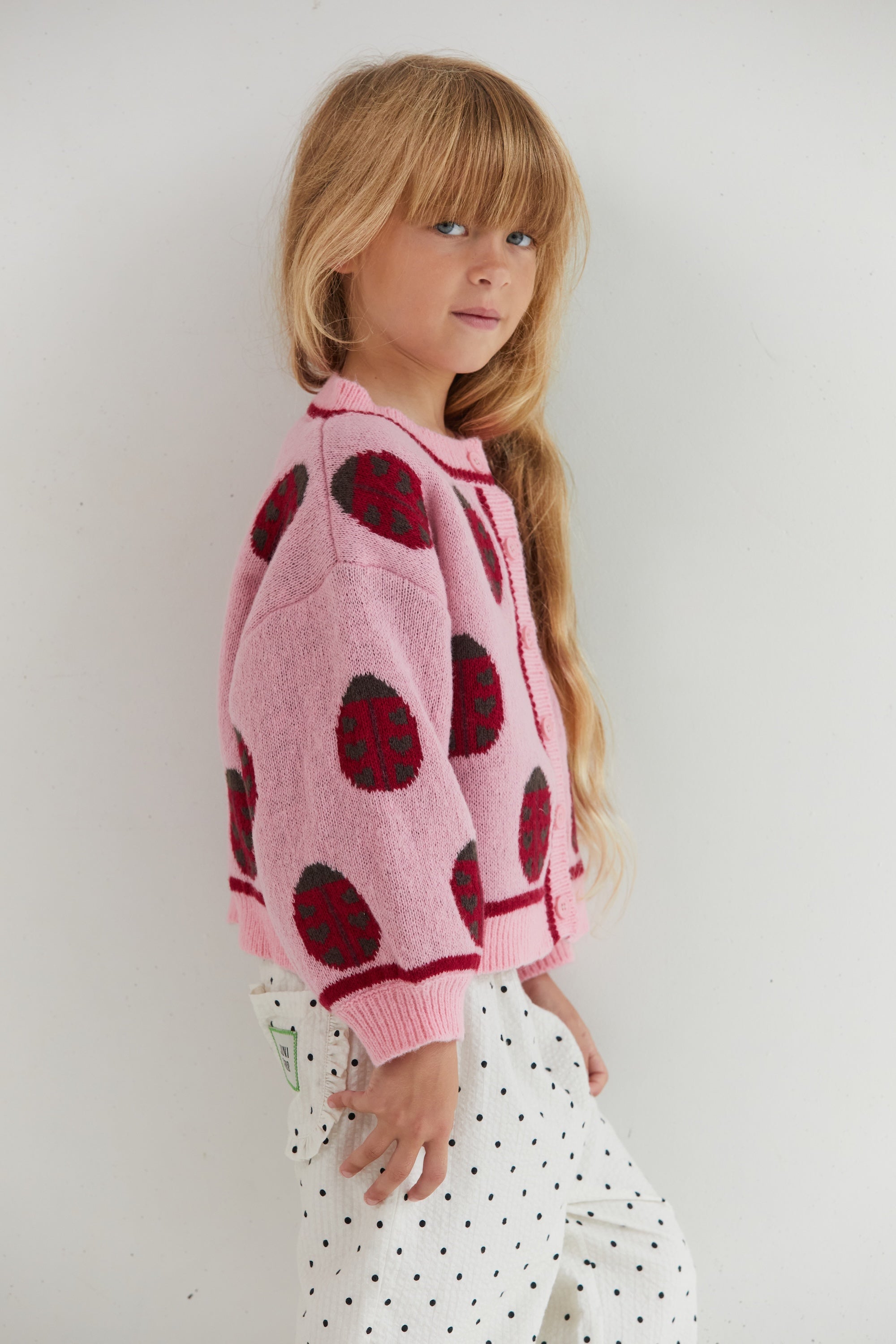 Love Bug Cardigan recycled acrylic wool blend patterned knitwear Juni