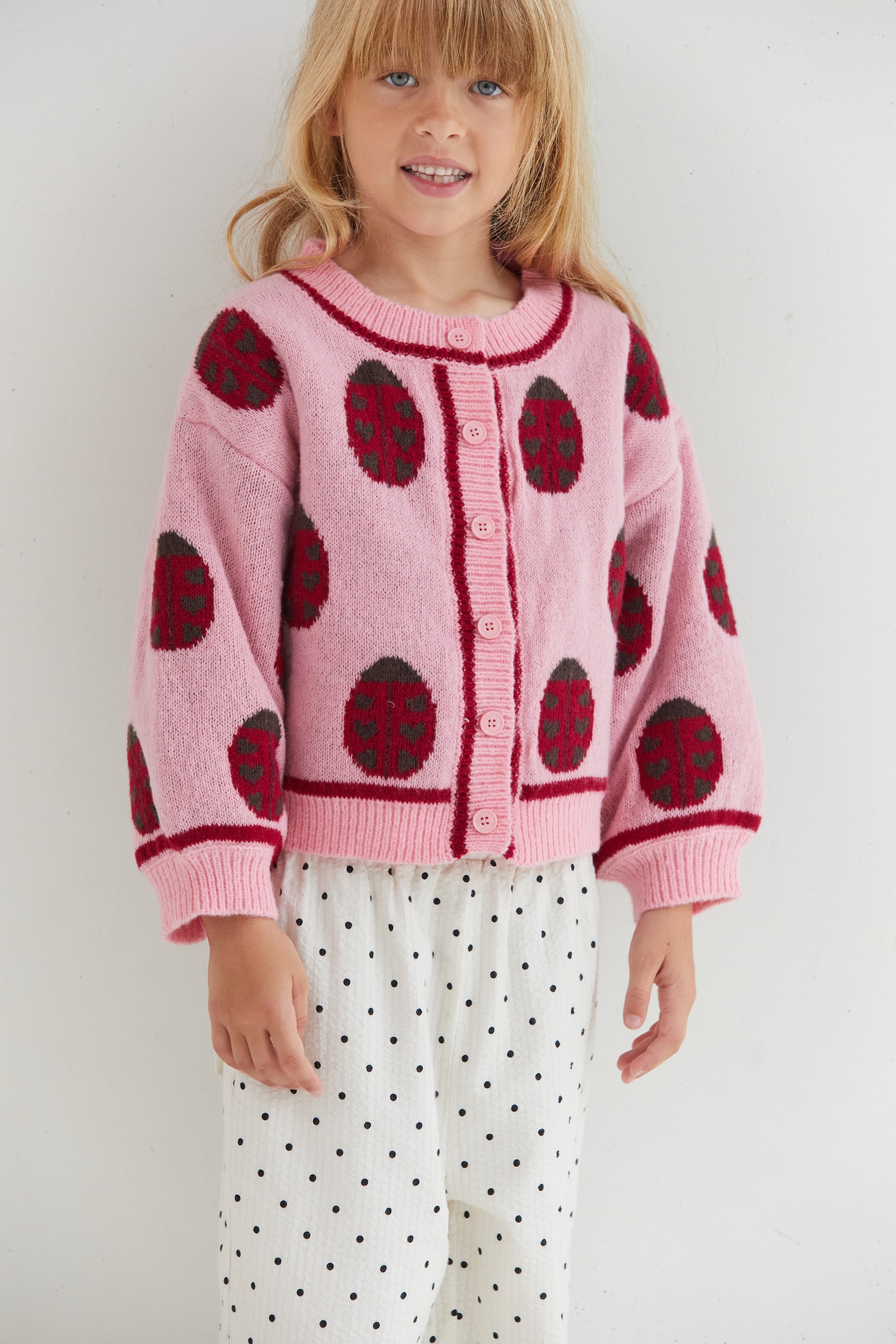 Love Bug Cardigan recycled acrylic wool blend patterned knitwear Juni