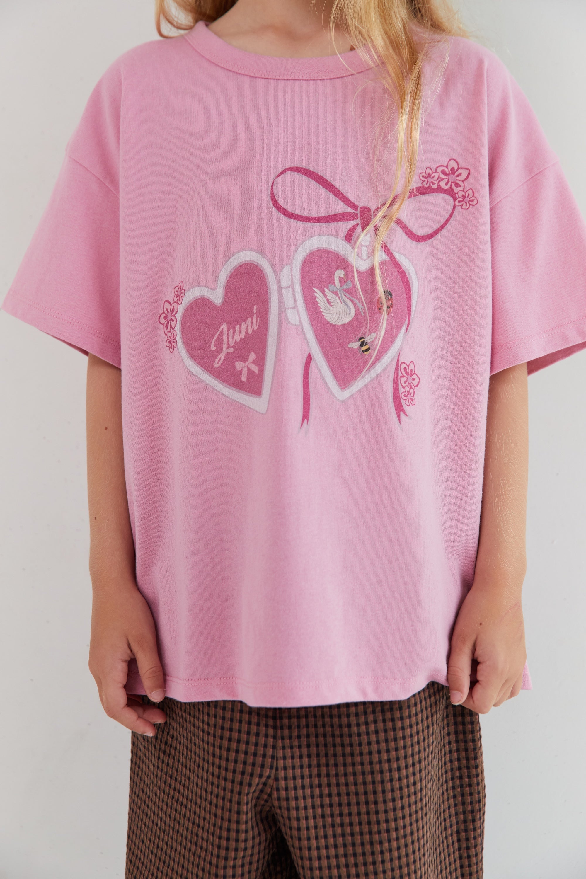 girls Juni pink tee GOTS certified sustainable clothing Australia