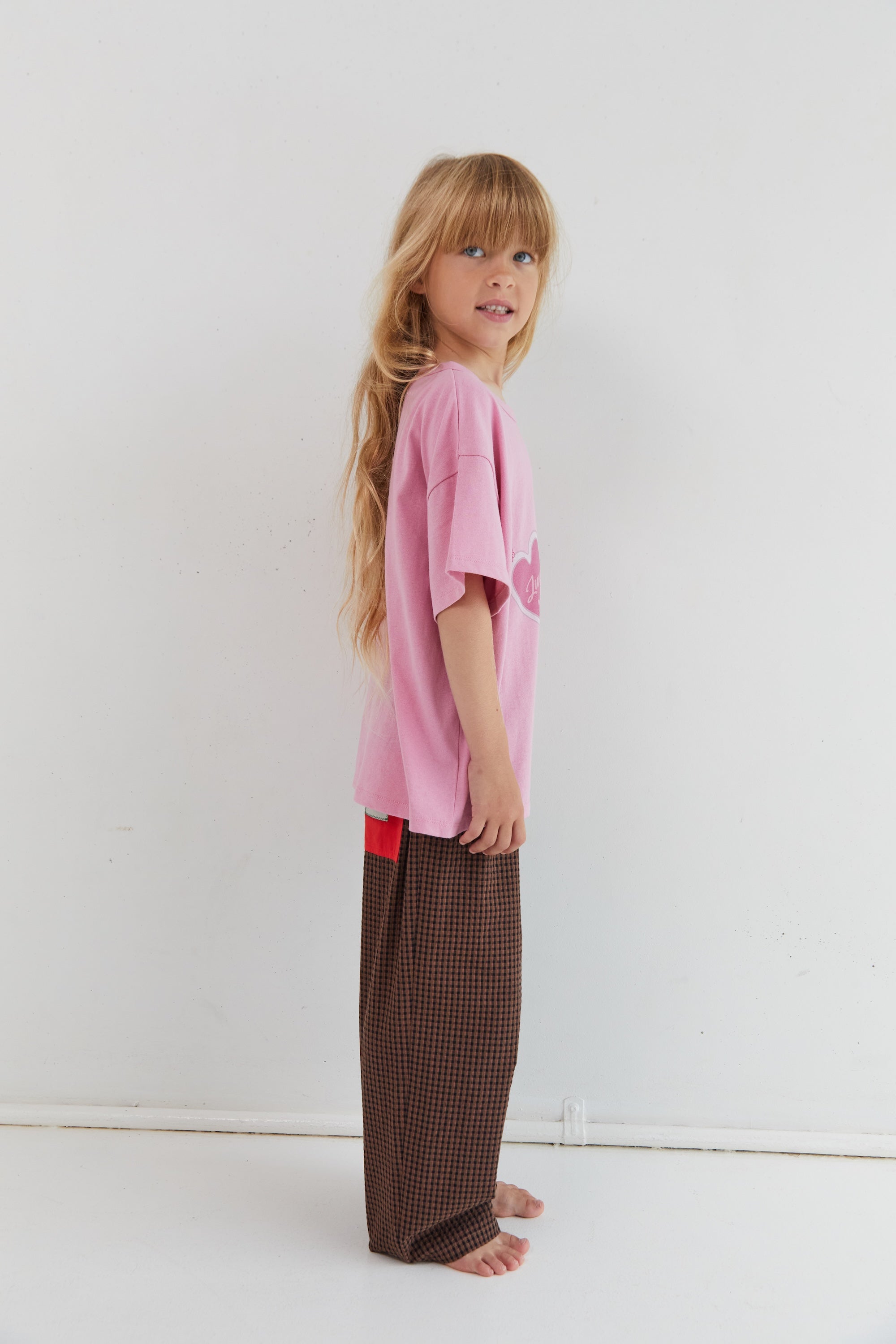 Oversized pink cotton tee Love Locket Juni ethical made