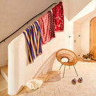 bathroom with Lucia Bath Sheet crimson by Sage & Clare