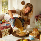 floral blue double oven mitt by Sage & Clare